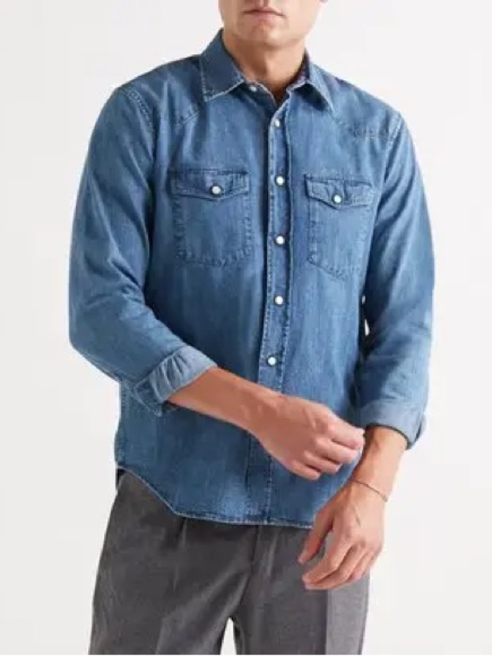 Officine Générale Félix Denim Classic Blue Western Shirt (M7)